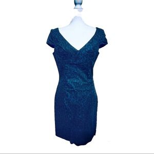 Bb dakota blue back leopard print jean dress with cap sleeve size 10